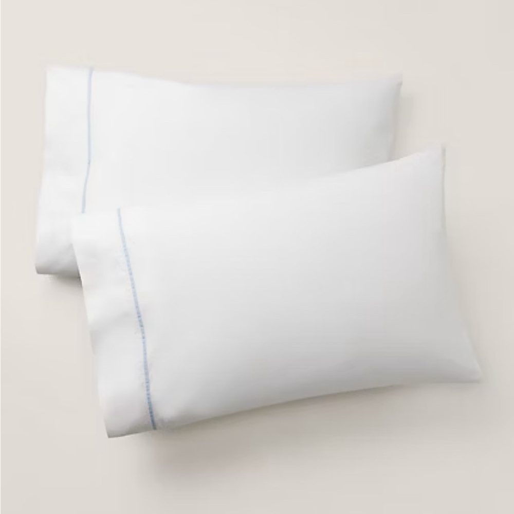 Ralph Lauren Organic Cotton Percale Palmer 4 Standard Pillow Cases Sky Blue  NWT